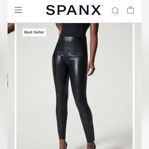 Spanx leather like pants worn once size “large”